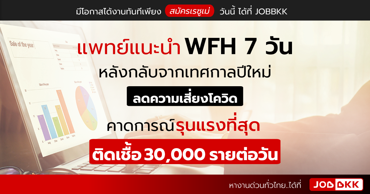 หางาน,สมัครงาน,งาน,แพทย์แนะนำ WFH 7 วัน หลังกลับจากเทศกาลปีใหม่ ลดความเสี่ยงโควิด คาดการณ์ รุนแรงที่สุด ติดเชื้อ 30,000 รายต่อวัน